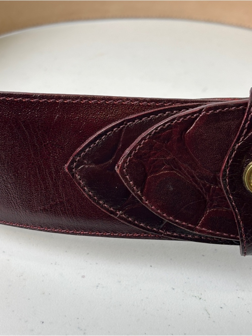 Land Dark Burgendy Leather Belt - Picture 3 of 6